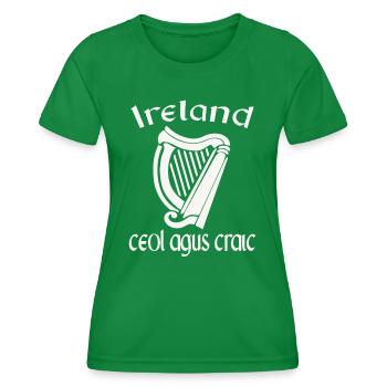 Irland Ceol Agus Craic Gälisch Irisch St. Patricks - Frauen Funktions-T-Shirt - Kelly Green - Vorne - AI Model Female 172 dark (172cm)