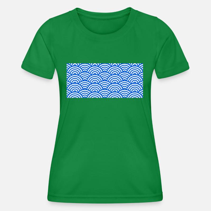 Blue Sushi Waves Pattern - Women's Functional T-Shirt - kelly green