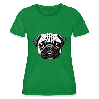 Pug Design Graphic Print Motif - Women's Functional T-Shirt - kelly green - Front - AI Model Female 172 dark (172cm)
