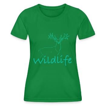 Cerf faune sauvage wildlife - T-shirt sport Femme - vert - Devant - AI Model Female 172 dark (172cm)
