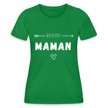 Bientôt maman - T-shirt sport Femme - vert - Devant - AI Model Female 172 dark (172cm)