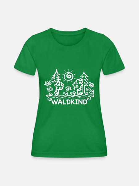 Waldkind, Natur, Wald, Baum, Sommer, Sonne, Blumen - Frauen Funktions-T-Shirt - Kelly Green