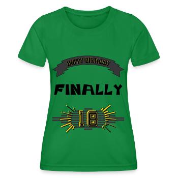 Happy Birthday, 18th Birthday, Gift - Women's Functional T-Shirt - kelly green - Front - AI Model Female 172 dark (172cm)