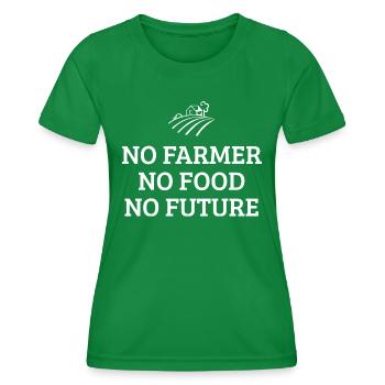 No Farmer No Food No Future - Landwirt Spruch - Women's Functional T-Shirt - kelly green - Front - AI Model Female 172 dark (172cm)