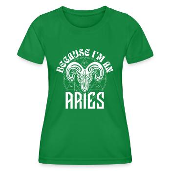 Weil ich Widder bin - Sternzeichen - Frauen Funktions-T-Shirt - Kelly Green - Vorne - AI Model Female 172 dark (172cm)