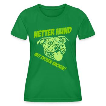 Netter Hund mit dicken Backen hell - Frauen Funktions-T-Shirt - Kelly Green - Vorne - AI Model Female 172 dark (172cm)