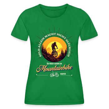 Mountainbike MTB Shirt mit lustigem Spruch - Frauen Funktions-T-Shirt - Kelly Green - Vorne - AI Model Female 172 dark (172cm)