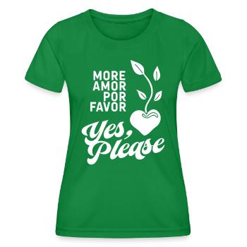Chemise de déclaration : Plus de faveur – Oui s’il vous plaît - T-shirt sport Femme - vert - Devant - AI Model Female 172 dark (172cm)
