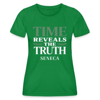 Seneca | Die Zeit enthüllt die Wahrheit – Stoisches Zitat - Frauen Funktions-T-Shirt - Kelly Green - Vorne - AI Model Female 172 dark (172cm)
