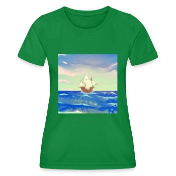Schiff - Painting - Frauen Funktions-T-Shirt - Kelly Green - Vorne - AI Model Female 172 dark (172cm)
