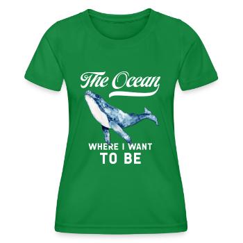 Statement Shirt: The Ocean – Where Want To Be - Women's Functional T-Shirt - kelly green - Front - AI Model Female 172 dark (172cm)