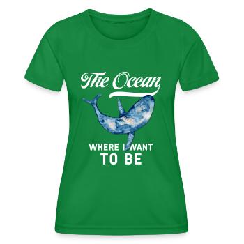 Chemise tendance : L’océan – Là où je veux être - T-shirt sport Femme - vert - Devant - AI Model Female 172 dark (172cm)