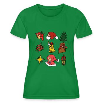 sweet Christmas with Christ Child, Santa, Christmas tree - Women's Functional T-Shirt - kelly green - Front - AI Model Female 172 dark (172cm)