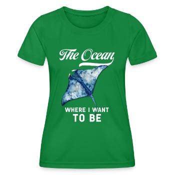 Statement Shirt: The Ocean – Where I Want To Be - Women's Functional T-Shirt - kelly green - Front - AI Model Female 172 dark (172cm)