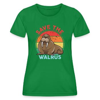 Save Walrus Walrus Animal Lover Animal Welfare Animal - Women's Functional T-Shirt - kelly green - Front - AI Model Female 172 dark (172cm)