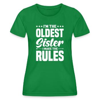 Ich bin die älteste Schwester Ich mach die Regeln - Frauen Funktions-T-Shirt - Kelly Green - Vorne - AI Model Female 172 dark (172cm)