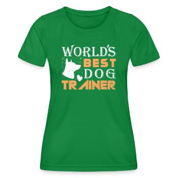 Hundetrainer auf Hundeplatz bei Hundeerziehung - Frauen Funktions-T-Shirt - Kelly Green - Vorne - AI Model Female 172 dark (172cm)