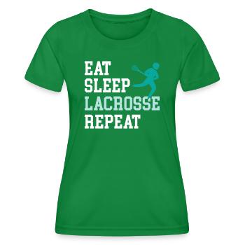 Lacrosse Spieler spielen Lacrosse Relax Lacrosse - Frauen Funktions-T-Shirt - Kelly Green - Vorne - AI Model Female 172 dark (172cm)