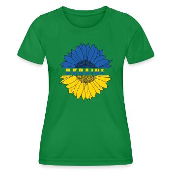 Ukraine Frieden Flagge Kein Krieg - Frauen Funktions-T-Shirt - Kelly Green - Vorne - AI Model Female 172 dark (172cm)