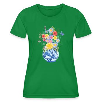 Blumenranke Vase blumenstrauß strauß Blumen - Frauen Funktions-T-Shirt - Kelly Green - Vorne - AI Model Female 172 dark (172cm)