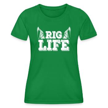 Plate-forme pétrolière Travailleurs du gaz pétrolier forant une plate-forme pétrolière - T-shirt sport Femme - vert - Devant - AI Model Female 172 dark (172cm)