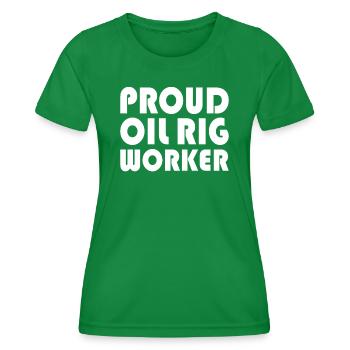 Oil rig oil gas workers drilling oil platform - Women's Functional T-Shirt - kelly green - Front - AI Model Female 172 dark (172cm)