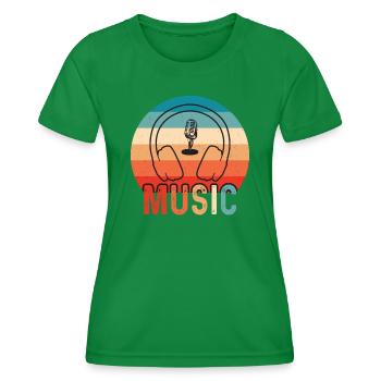 Vinyl Musiker Retro Musik Vinyl Vintage Musizieren - Frauen Funktions-T-Shirt - Kelly Green - Vorne - AI Model Female 172 dark (172cm)