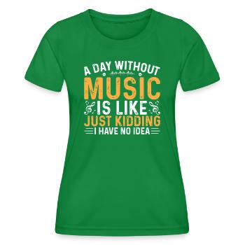 Vinyl Musiker Retro Musik Vinyl Vintage Musizieren - Frauen Funktions-T-Shirt - Kelly Green - Vorne - AI Model Female 172 dark (172cm)