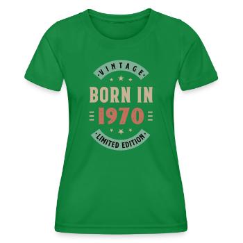 1970 - Baujahr 1970 - Jahrgang 1970 - Frauen Funktions-T-Shirt - Kelly Green - Vorne - AI Model Female 172 dark (172cm)