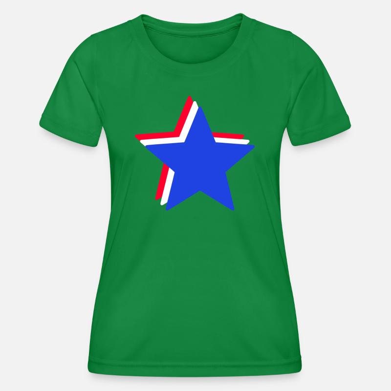 Red, White and Blue Stars - Women's Functional T-Shirt - kelly green