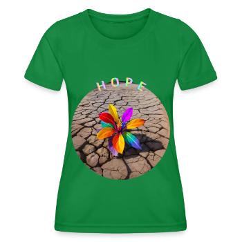 Rainbow Flower of Hope - Women's Functional T-Shirt - kelly green - Front - AI Model Female 172 dark (172cm)