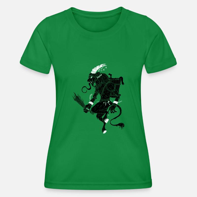 Krampus devil custom Christmas gift idea - Women's Functional T-Shirt - kelly green