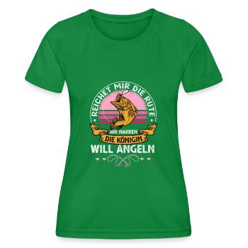 Reicht mir die Rute die Königin will Angeln - Frauen Funktions-T-Shirt - Kelly Green - Vorne - AI Model Female 172 dark (172cm)