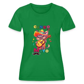 Chat Cinco de Mayo avec une guitare - T-shirt sport Femme - vert - Devant - AI Model Female 172 dark (172cm)