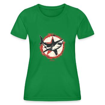 Parodist Communist Comrade Shark - Women's Functional T-Shirt - kelly green - Front - AI Model Female 172 dark (172cm)