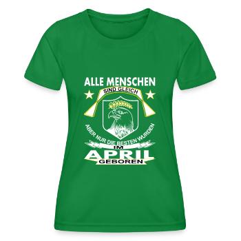 Im April geboren bin im April geboren Geschenkidee - Frauen Funktions-T-Shirt - Kelly Green - Vorne - AI Model Female 172 dark (172cm)