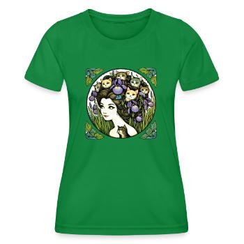 Dame aux chats - T-shirt sport Femme - vert - Devant - AI Model Female 172 dark (172cm)