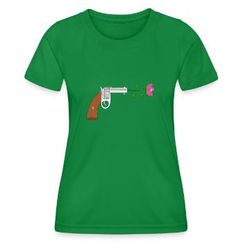 Frieden pistol rose no war flower power peace colt - Frauen Funktions-T-Shirt - Kelly Green - Vorne - AI Model Female 172 dark (172cm)