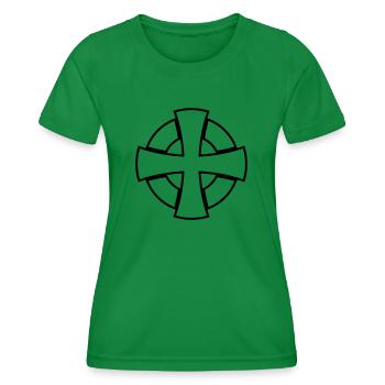 Celtic Cross__V005 - Frauen Funktions-T-Shirt - Kelly Green - Vorne - AI Model Female 172 dark (172cm)