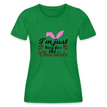 I ́m just here for the Chocolate - Women's Functional T-Shirt - kelly green - Front - AI Model Female 172 dark (172cm)