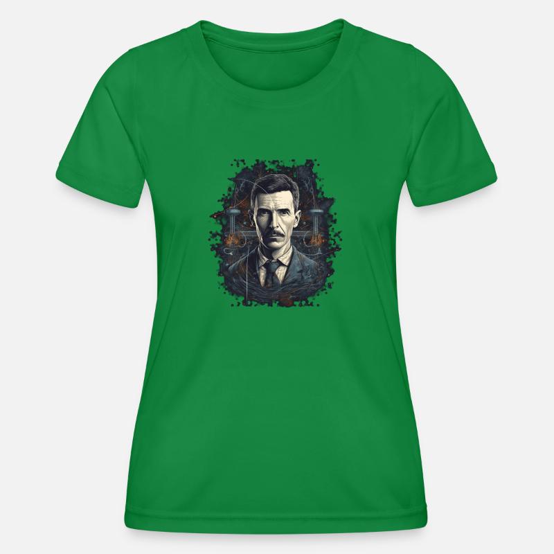 Electrifying genius: Nikola Tesla - Women's Functional T-Shirt - kelly green