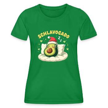 Schlavocado Offiziell Schlafanzug Weihnachten - Frauen Funktions-T-Shirt - Kelly Green - Vorne - AI Model Female 172 dark (172cm)