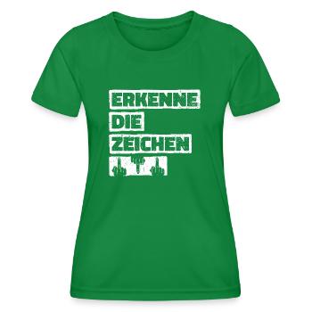 Erkenne die Zeichen. Finger Mittelfinger Fuck You - Frauen Funktions-T-Shirt - Kelly Green - Vorne - AI Model Female 172 dark (172cm)