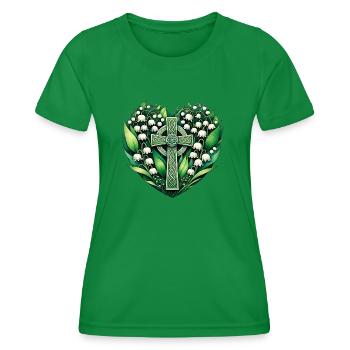 Croix de noeud celtique - T-shirt sport Femme - vert - Devant - AI Model Female 172 dark (172cm)