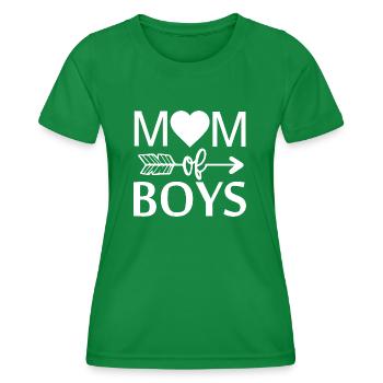Mom of boys - Women's Functional T-Shirt - kelly green - Front - AI Model Female 172 dark (172cm)
