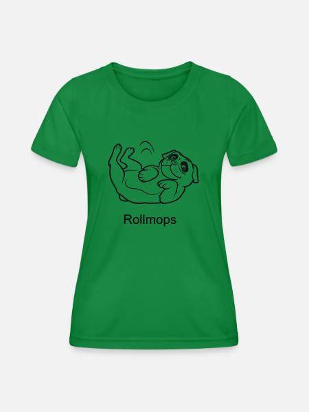 Rollmops | Roll-Mops (beschriftet) - Frauen Funktions-T-Shirt - Kelly Green