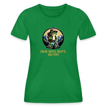 The Path Calls Frog Wanderlust Design - Women's Functional T-Shirt - kelly green - Front - AI Model Female 172 dark (172cm)