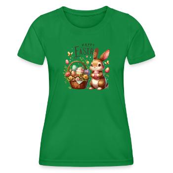 Happy Easter Bunnies Easter Egg Basket - Women's Functional T-Shirt - kelly green - Front - AI Model Female 172 dark (172cm)