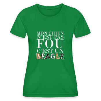 Mon chien n'est pas fou, C'est un Beagle! - T-shirt sport Femme - vert - Devant - AI Model Female 172 dark (172cm)