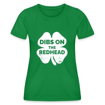 Vintage Dibs On The Redhead Funny Irish St Patrick - Women's Functional T-Shirt - kelly green - Front - AI Model Female 172 dark (172cm)